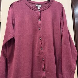 Croft & Borrow Women's Button-Front Crewneck Cardigan - Burgundy